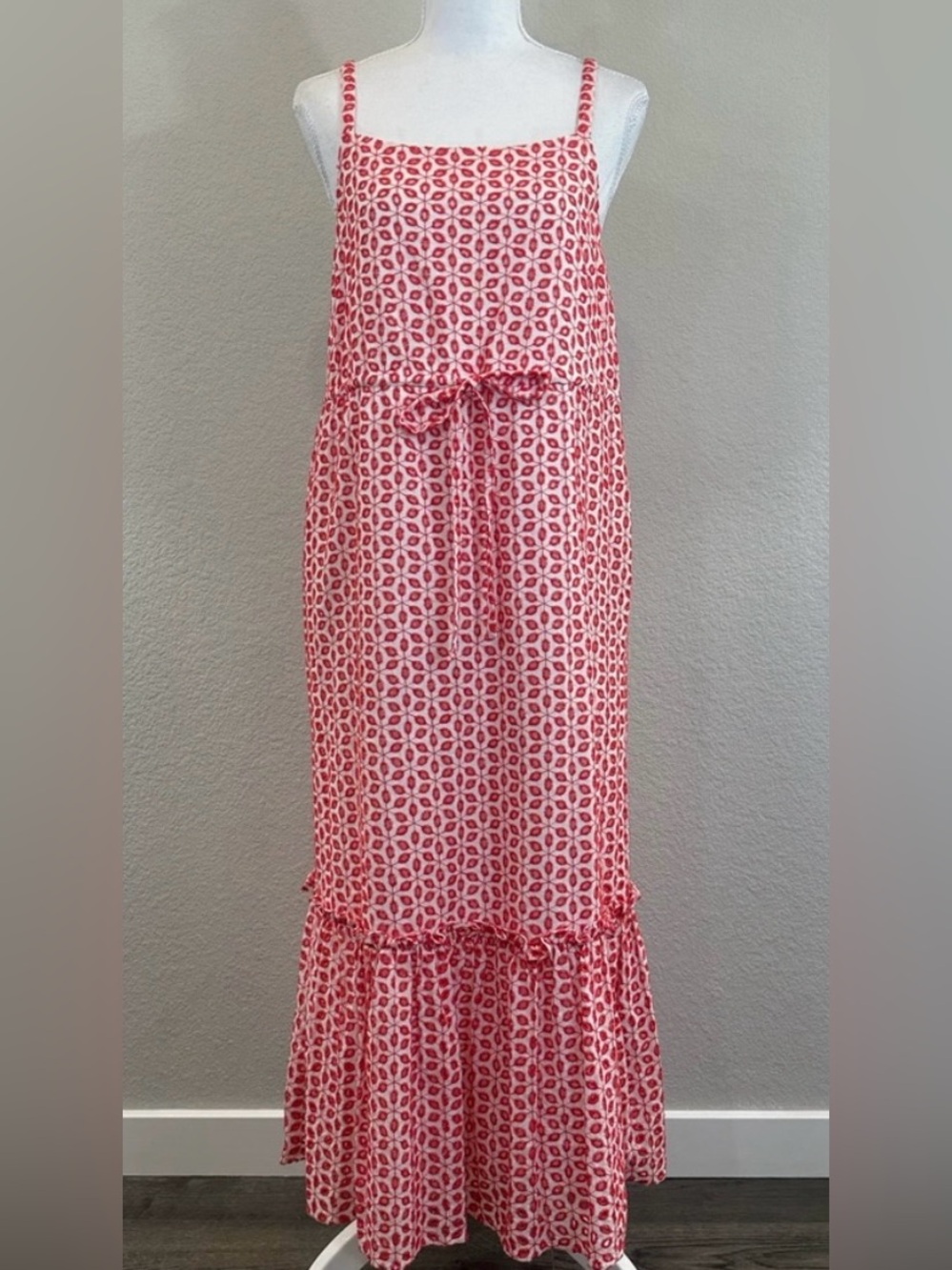 Cremieux S Pink and White Printed Maxi Dress